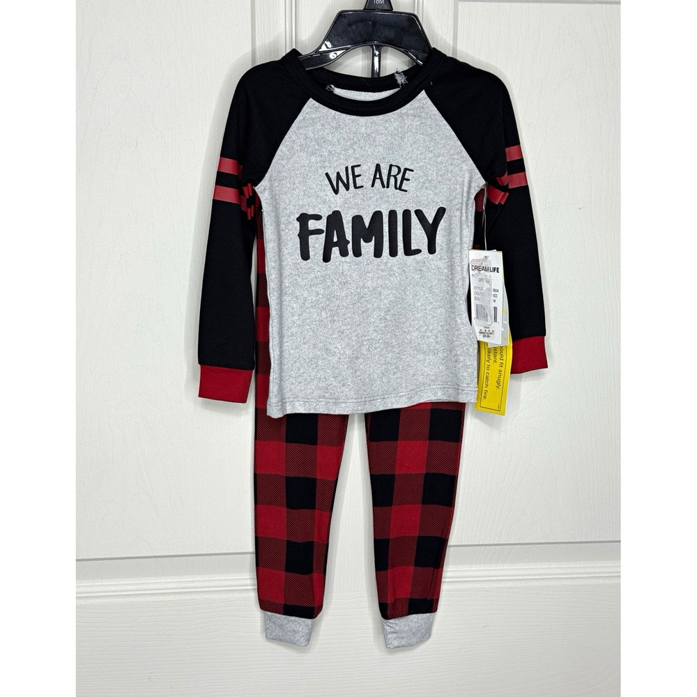 Dreamlife 2pc Pajama Set 18M Red/Black/Gray Plaid Snug Fit Long Sleeve NWT